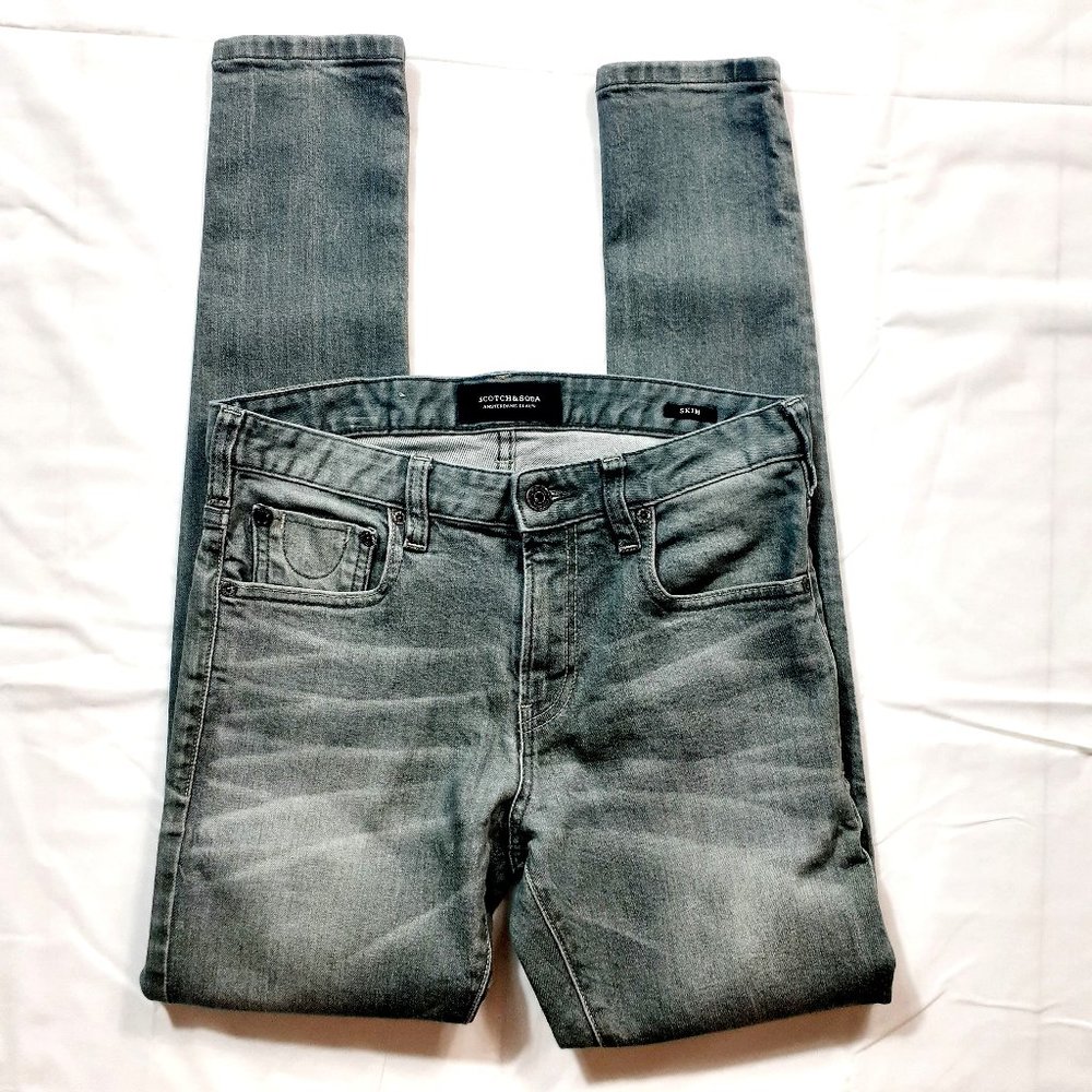 Scotch & Soda Jeans Womens Waist 29 Skim Amsterdams Blauw Green Denim Skinny